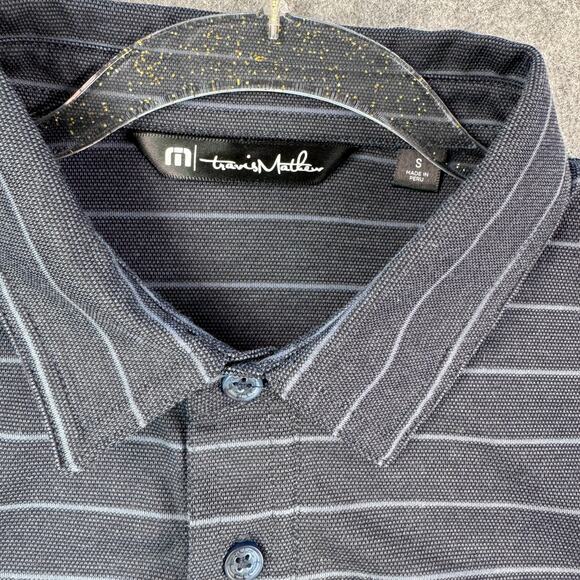 Travis Matthews Mens S Blue Striped PGA Tour Players Marini Polo Navy Blue - Picture 3 of 6